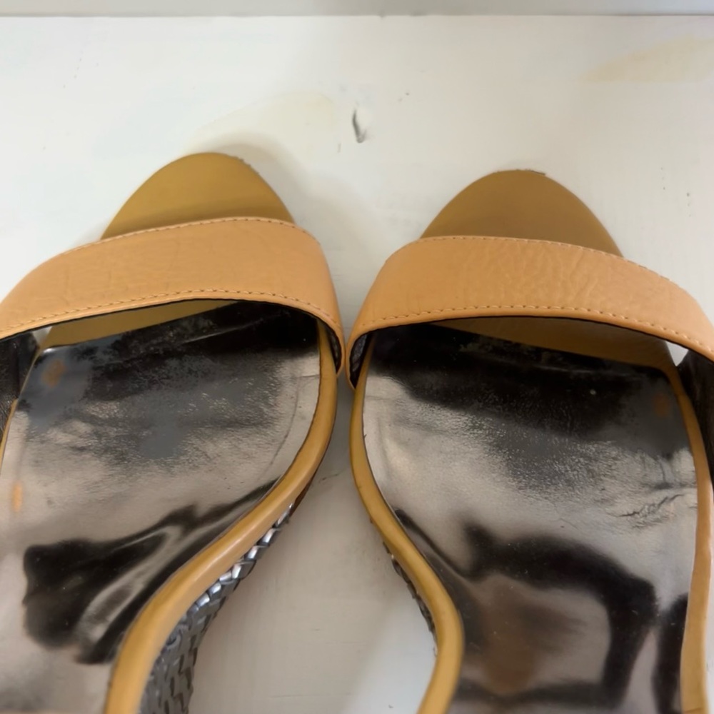 Coach Sharrin Tan/ Metallic Leather Wedges size 9 - Picture 6 of 10
